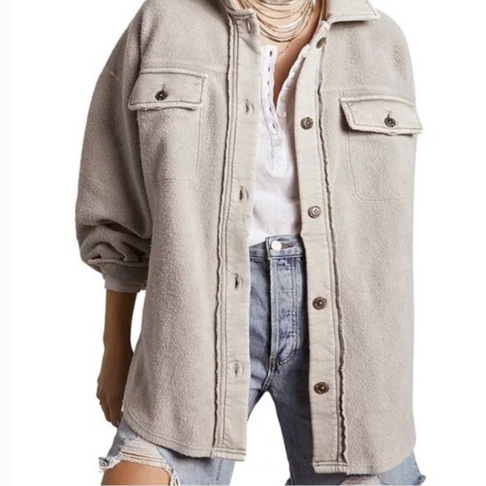 Free People Gray Button-Up Jacket